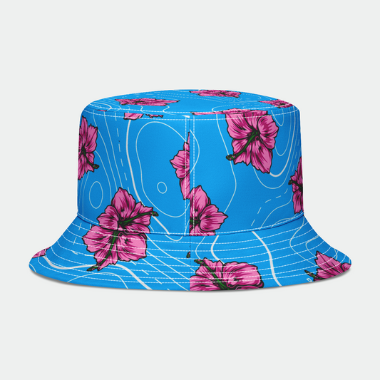 Rad Palm Blue Hibiscus  Bucket Hat