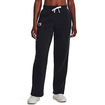 Under Armour Women's Standard Rival Fleece Straight Leg Pant, (001) Black / / White, Large