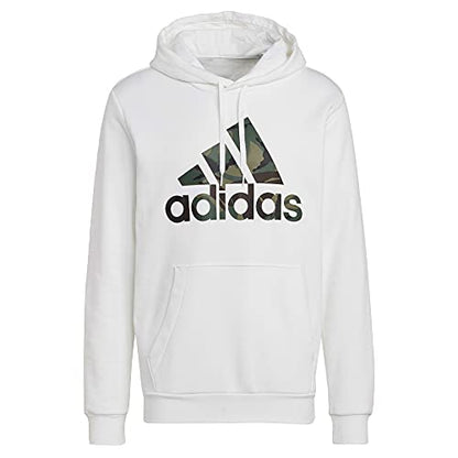 adidas Men's Tall Size Essentials Fleece Camo-Print Hoodie, White, Medium