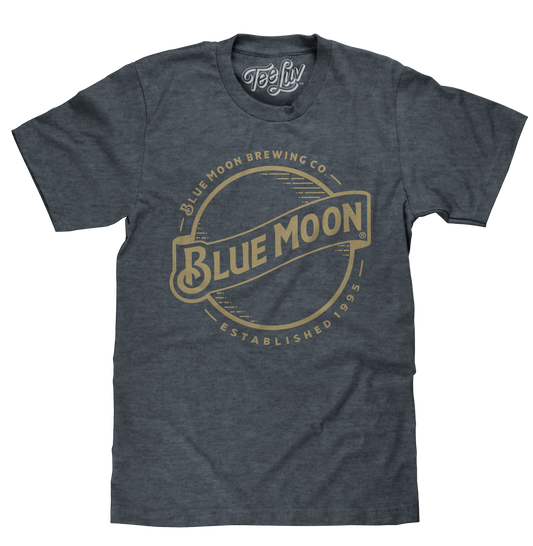 Blue Moon Gold Print Logo T-Shirt - Indigo