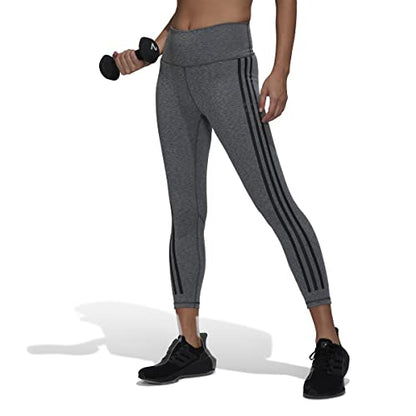 adidas Women's Optime Training Icons 3-Stripes 7/8 Tights, Dark Grey Heather, 2X-Large/Petite