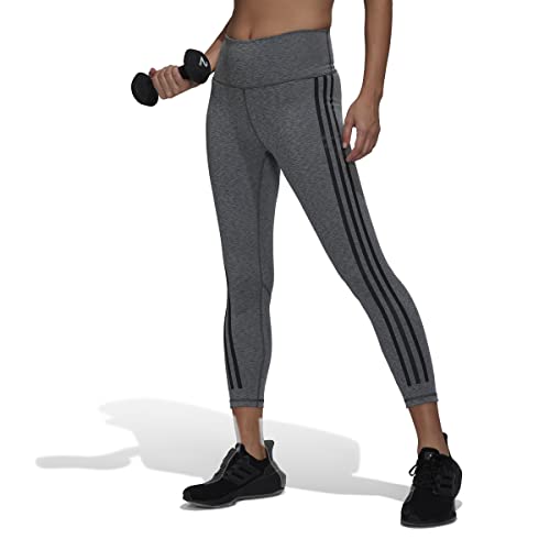 adidas Women's Optime Training Icons 3-Stripes 7/8 Tights, Dark Grey Heather, 2X-Large/Petite