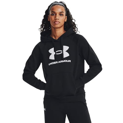 Under Armour Womens Rival Fleece Big Logo Hoodie , (001) Black / / White , Medium