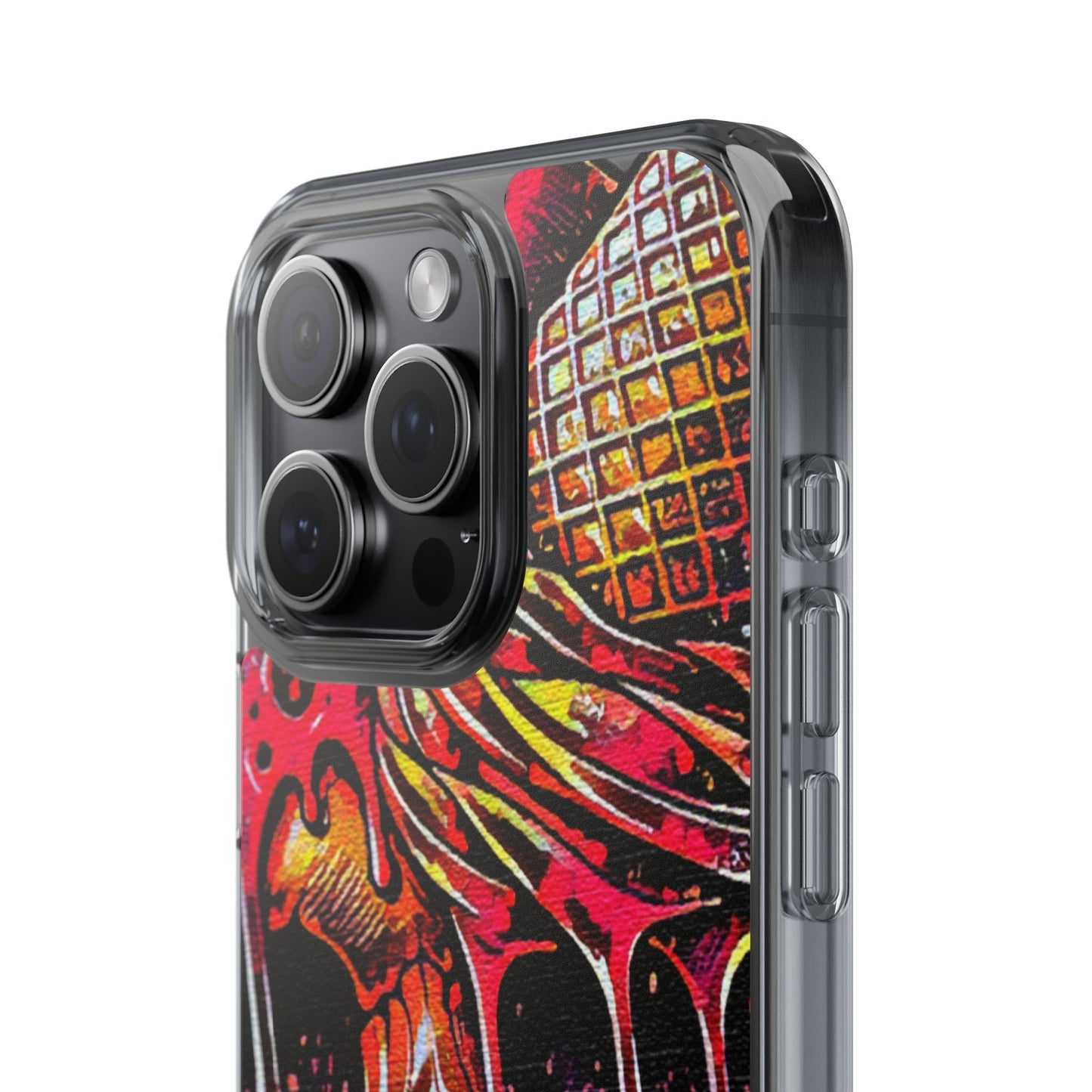 Neon Ice Cream Skull Clear Phone Case