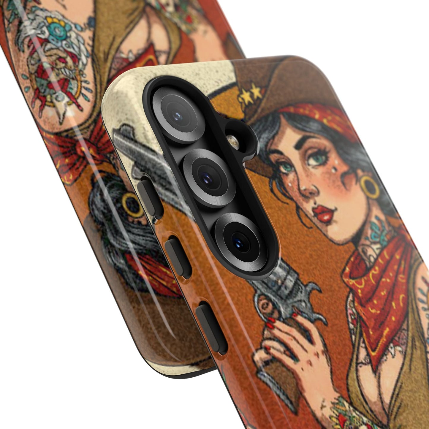 Vintage Western Tough Phone Case with Outlaw Design