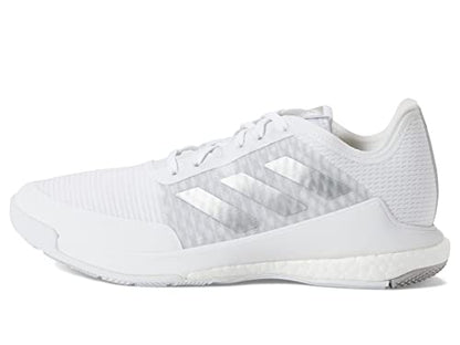 adidas Women's Crazyflight Volleyball Shoe, White/Silver Metallic/Grey, 10