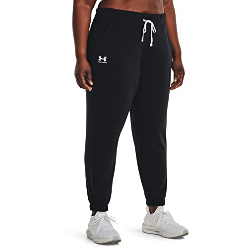Under Armour Womens Rival Terry Jogger , Black (001)/Lime Foam , 2X