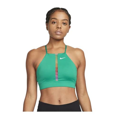 Nike Women's Indy Rainbow Ladder LS Padded High-Neck Sports Bra (X-Small)