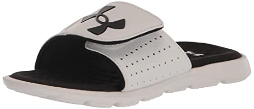 Under Armour boys Ignite Pro Slide Sandal, (101) White/White/Black, 5 Big Kid US