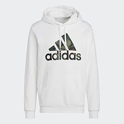 adidas Men's Tall Size Essentials Fleece Camo-Print Hoodie, White, Medium