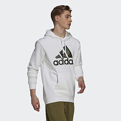 adidas Men's Tall Size Essentials Fleece Camo-Print Hoodie, White, Medium