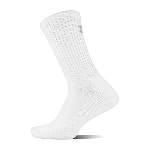 Under Armour Adult Charged Cotton Crew Socks, Multipairs , White/Gray (6-Pairs) , Medium