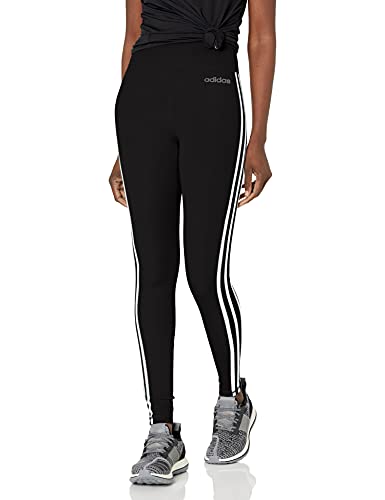 adidas Women's Designed 2 Move 3-Stripes High-Rise Long Tights, Black/White, Medium