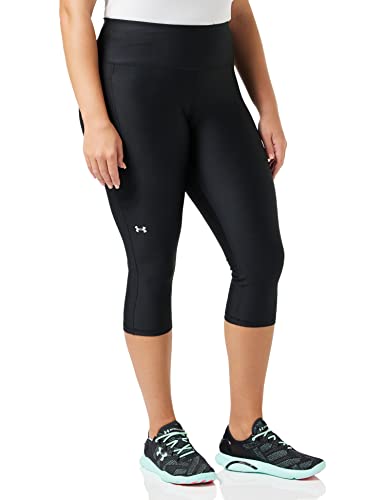 Under Armour Womens Heatgear Armour High No-slip Waistband Pocketed Capri , Black (001)/White , X-Large