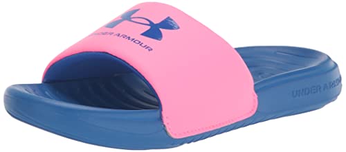 Under Armour Girls Ansa Fixed Strap Slide Sandal, (601) Pink Punk/Versa Blue/Versa Blue, 5 Big Kid
