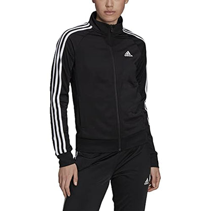 adidas Women's Plus Size Essentials Warm-Up Slim 3-Stripes Track Top, Black, 2X