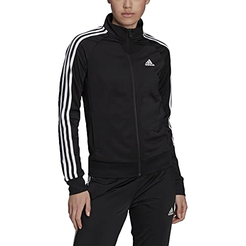 adidas Women's Plus Size Essentials Warm-Up Slim 3-Stripes Track Top, Black, 2X