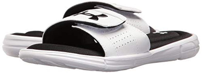 Under Armour Boys' Ignite V Slide Sandal, White (100)/Black, 3 M US Little Kid