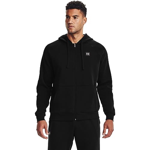 Under Armour Men's UA Rival Fleece Full Zip Hoodie , Black (001)/Onyx White , Medium