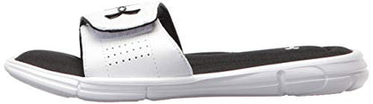 Under Armour Boys' Ignite V Slide Sandal, White (100)/Black, 3 M US Little Kid