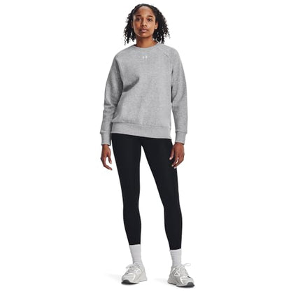 Under Armour Women's Standard Rival Fleece Crew, (012) Mod Gray Light Heather / / White, Large