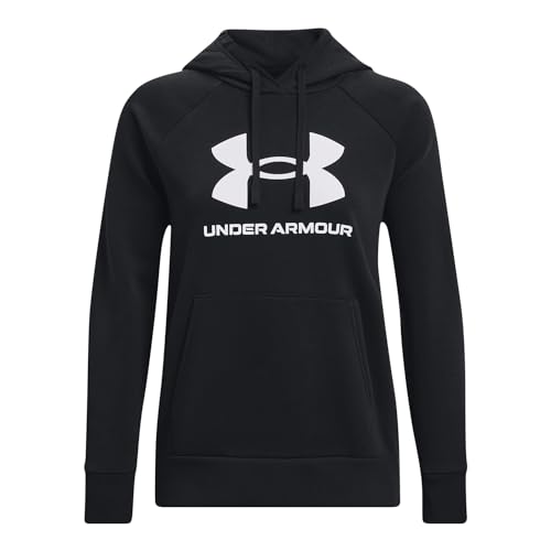 Under Armour Womens Rival Fleece Big Logo Hoodie , (001) Black / / White , Medium