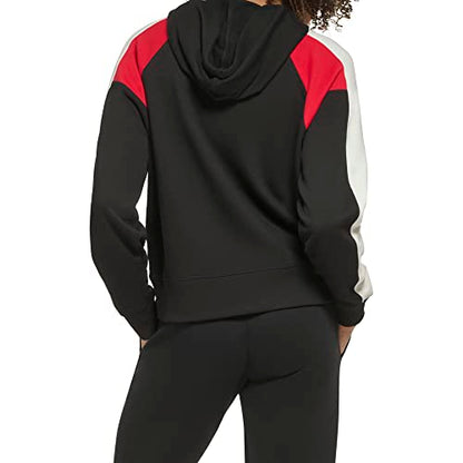 Tommy Hilfiger Women's Relaxed Fit Athletic Blocking Printed Graphic On Chest Hoodie, Black