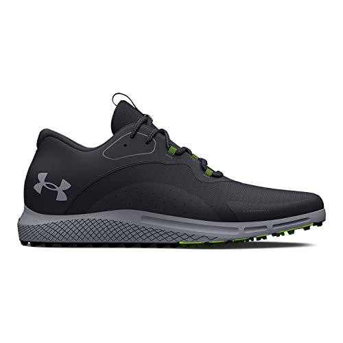 Under Armour Men's Charged Draw 2 Spikeless Cleat Golf Shoe, (001) Black/Black/Steel, 11