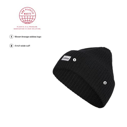 adidas Women's 4 Inch Cuff Fold Beanie, Black/White F22, One Size