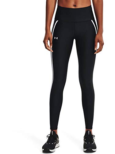 Under Armour Women's HeatGear Shine Mesh No-Slip Waistband Pocketed Leggings , Black (001)/White , X-Small