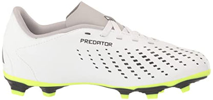 adidas Predator Accuracy.4 Firm Ground Sneaker, White/Core Black/Lucid Lemon, 5 US Unisex Big Kid