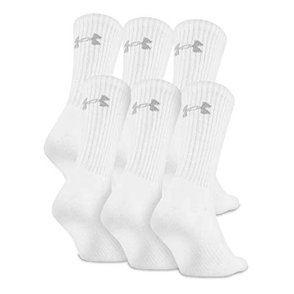 Under Armour Adult Charged Cotton Crew Socks, Multipairs , White/Gray (6-Pairs) , Medium