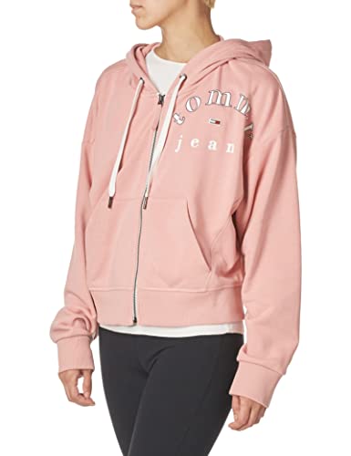Tommy Hilfiger womens Tommy Jeasn Women's Logo Zip Hoodie Hooded Sweatshirt, Bridal Rose, XX-Small US