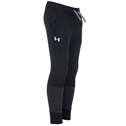 Under Armour Boys' Double Knit Tapered Pants, Black (001)/White, Youth Small