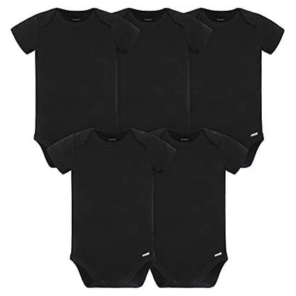 Gerber Baby 5 Pack Onesies Multi-Packs Bundle Interlock 180 GSM, Black, 3-6 Months