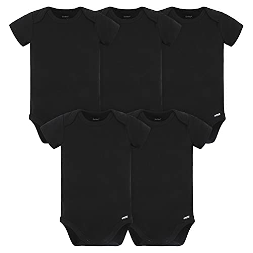 Gerber Baby 5 Pack Onesies Multi-Packs Bundle Interlock 180 GSM, Black, 3-6 Months