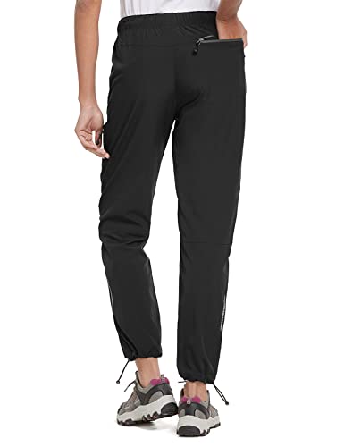 BALEAF Women's Hiking Pants Quick Dry Water Resistant Lightweight Joggers Pant for All Seasons Elastic Waist Black Size M