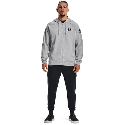 Under Armour Men's Standard Freedom Full Zip Hoodie, (011) Mod Gray Light Heather / / Black, Large
