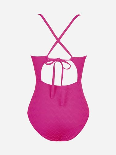 CUPSHE Women's One Piece Swimsuit Bathing Suit Wrapped Back Tie Swimwear Molded Cups, M Magenta