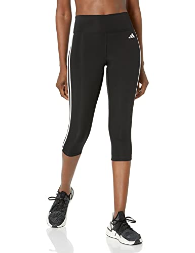 adidas Women's Training Essentials 3-Stripes High Waisted 3/4 Tights, Black, Medium