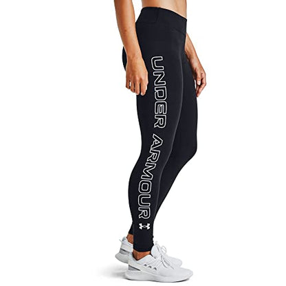 Under Armour Women's Favorite Wordmark Leggings , Black (001)/White , Large
