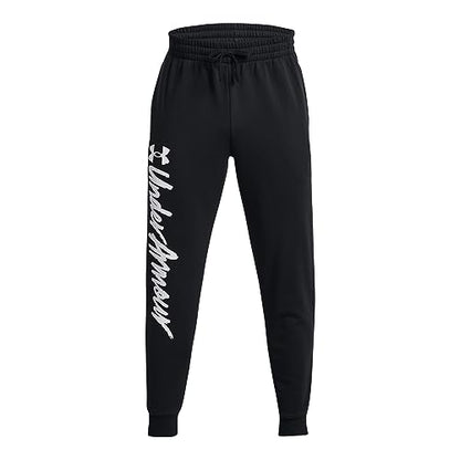 Under Armour Men's Standard Rival Fleece Graphic Joggers, (001) Black / / White, X-Large