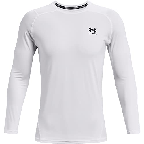 Under Armour Mens Armour Heatgear Fitted Long-sleeve T-shirt , White (100)/Black , XX-Large