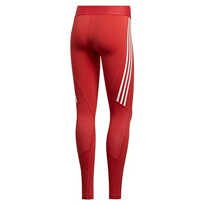 adidas Women's Alphaskin Sport 3-Stripes Long Tight Glory Red X-Small