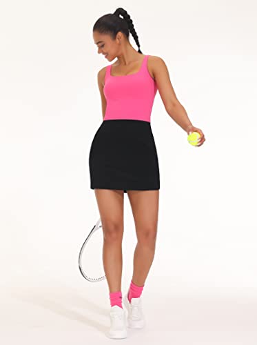 THE GYM PEOPLE Women's Golf Skort Tennis High Waist Lightweight Athletic Casual Skirts Built-in Shorts with 4 Pockets Black