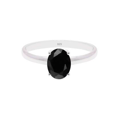 Black Onyx Stone Ring, 925 Sterling Silver For Women Promise Ring Size US 10