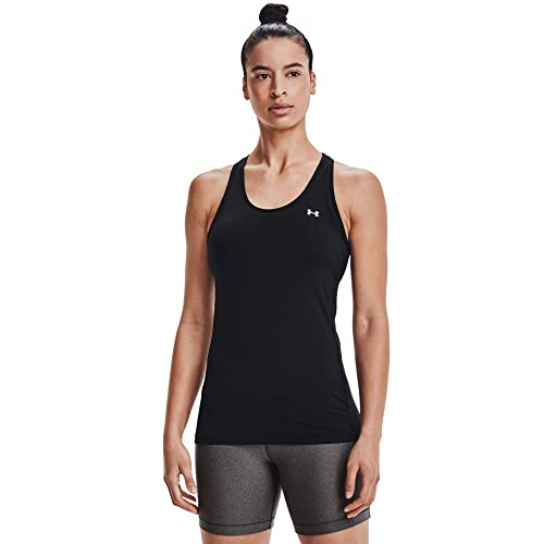 Under Armour Women's HeatGear Armour Racer Tank , Black (001)/Metallic Silver , Small