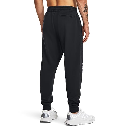 Under Armour Men's Standard Rival Fleece Graphic Joggers, (001) Black / / White, X-Large