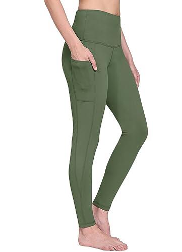 BALEAF Women's Fleece Lined Hiking Leggings Water Resistant Pants Thermal Warm Winter Waterproof Yoga Pants with Pockets Army Green M