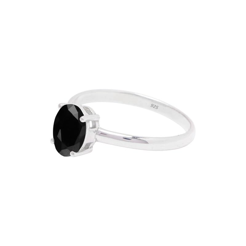 Black Onyx Stone Ring, 925 Sterling Silver For Women Promise Ring Size US 10
